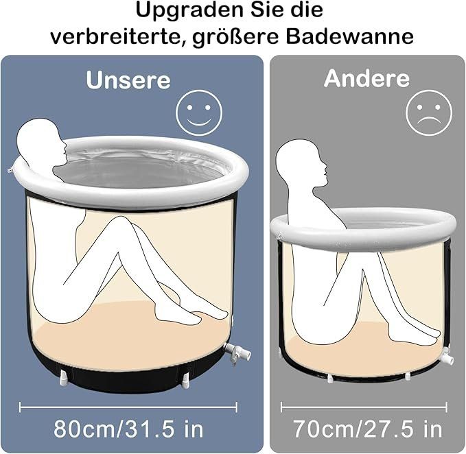 Binecer Faltbare Eisbadewanne – Extra Groß, 5-lagig Isoliert, Für Sportler-Erholung Zu Hause