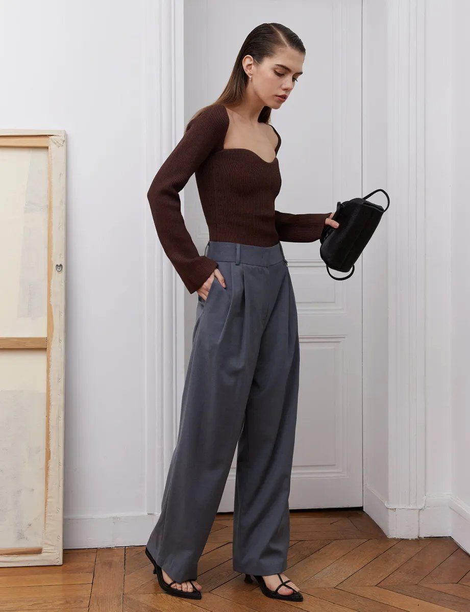 Top: Pixie Market Bustier-Stricktop in Schokobraun – Usato da Kilchberg ZH venduto da sentiera 3
