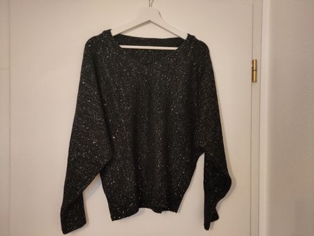 Glitzer Pullover, C&A, Grösse L, Schwarz