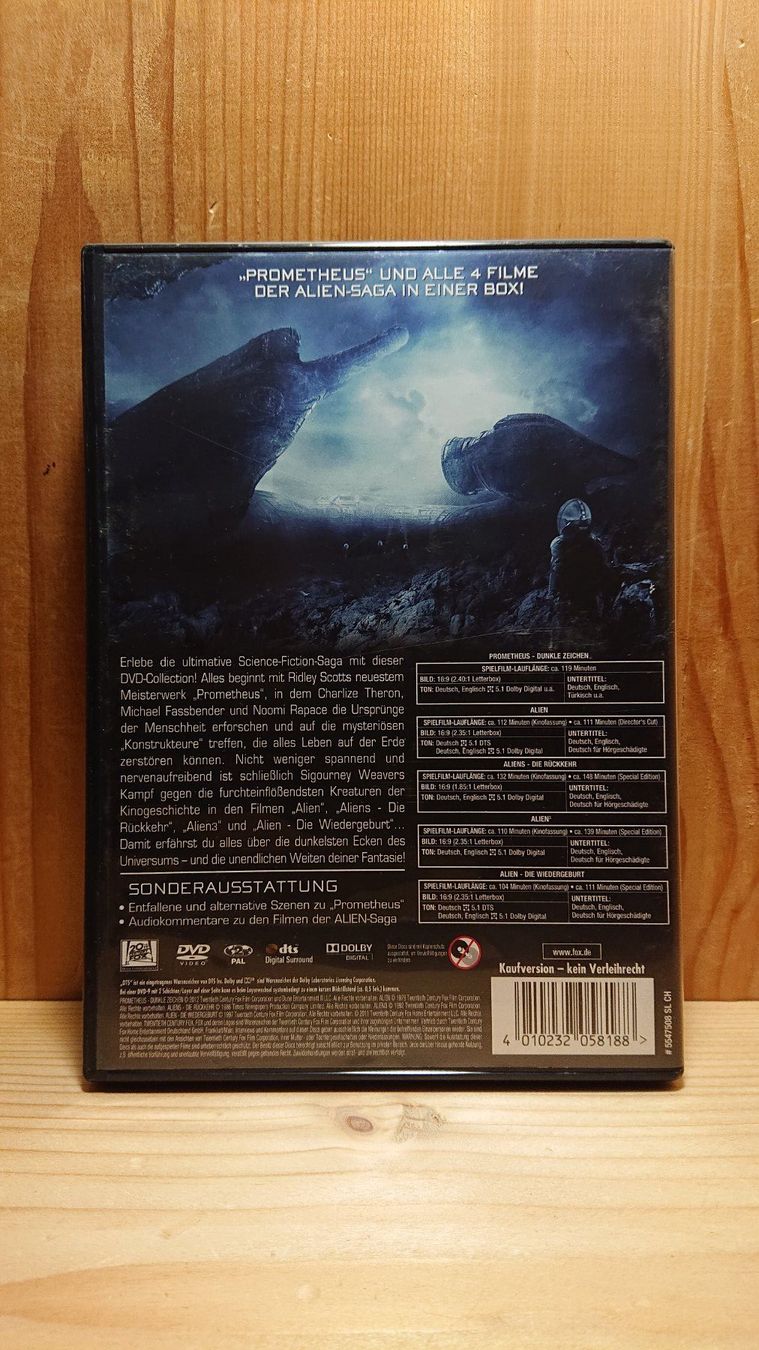 Alle DVDs: PROMETHEUS TO ALIEN EVOLUTION auf 5 Disc's in einer DVD Box – Gebraucht aus Wilderswil von Exebub 1