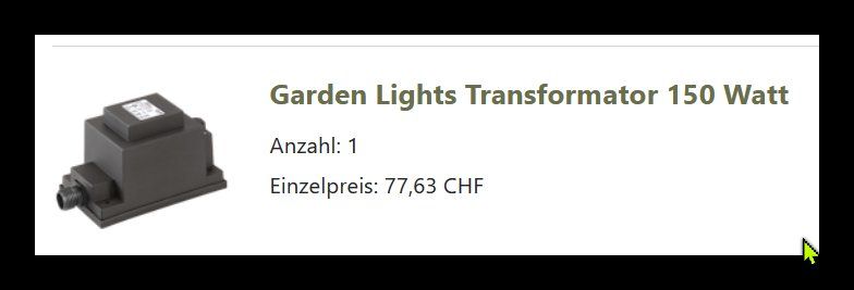 Stromzufuhr: Gartenleuchten Transformator 150 Watt - Top Zustand! – Neu (gemäss Beschreibung) aus Zürich von gifele 2