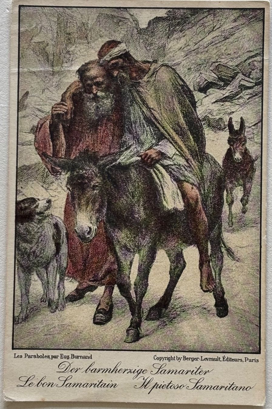 Cartoline postali: Eugène Burnand - Schweizerischer Samariter Bund, Esel – Usato da Frauenfeld venduto da Merk52