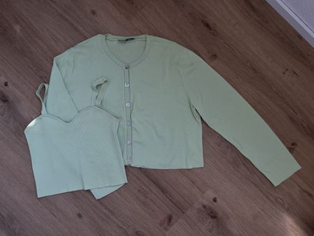 Zara Set Cardigan und Top mintgrün Knitwear