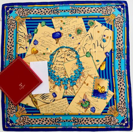 CARTIER Foulard "Paris-New York", 100%soie, box rouge&livret