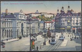 Zürich Bahnhofplatz mit mit Polytechnikum  und  Universität