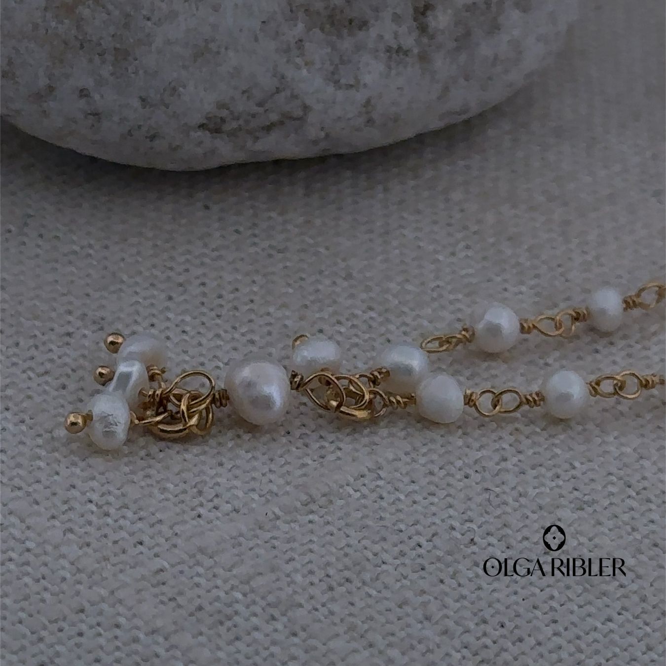 Olga Ribler Catenine: Perlen Kette 925 Silber gelbvergoldet – Nuovo (secondo la descrizione) da Luzern venduto da Schmuckoutlet 3
