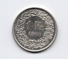 (1278) CH, 1 Franken 1860, Prooflike, stgl