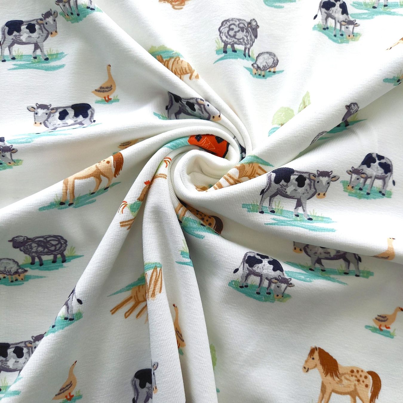 Tessuti: Jersey Farmtiere creme – Nuovo e nell'imballaggio originale da Winterthur venduto da Kimbana 2