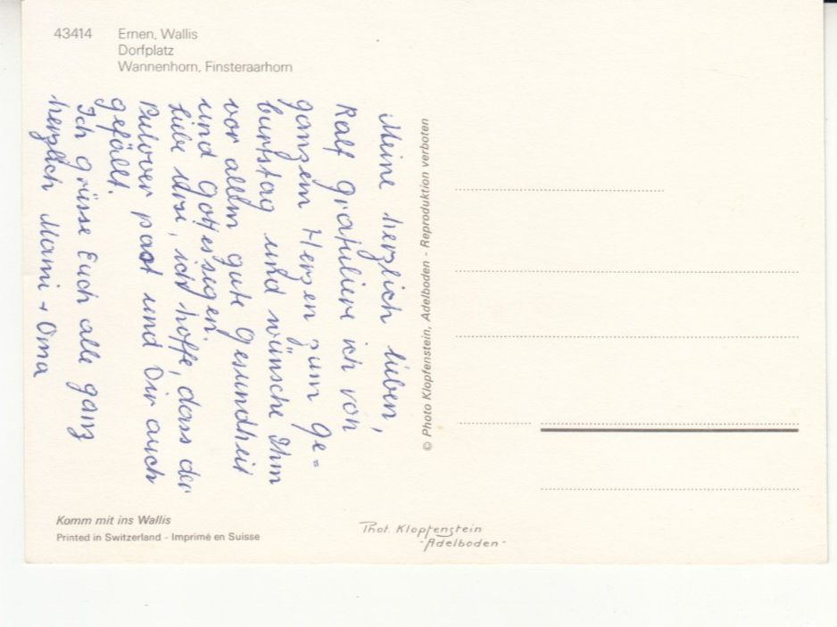 Cartoline postali: Ernen ca. 1980 – Usato da Bürglen TG venduto da StampGraf 1