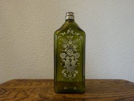 Vierkantflasche Waldglas mit Zinndeckel