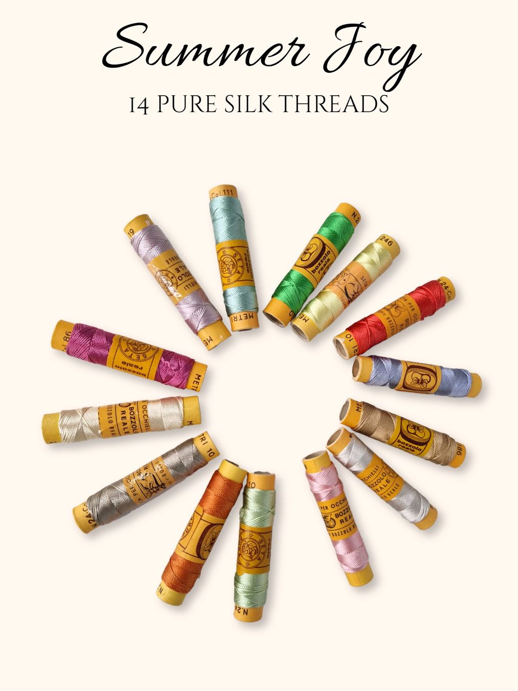 Kordeln & Faden: Vintage Seide Stickgarn 14 Farben Sommer Set – Neu und originalverpackt aus Mels von DACRI