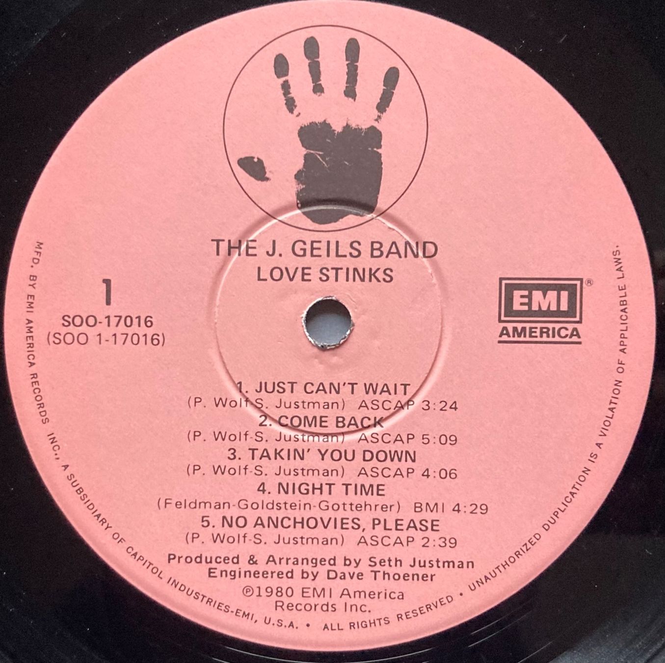 Vinyles: THE J. GEILS BAND - LOVE STINKS – D'occasion à Poliez-Pittet par Newtown-Records 3