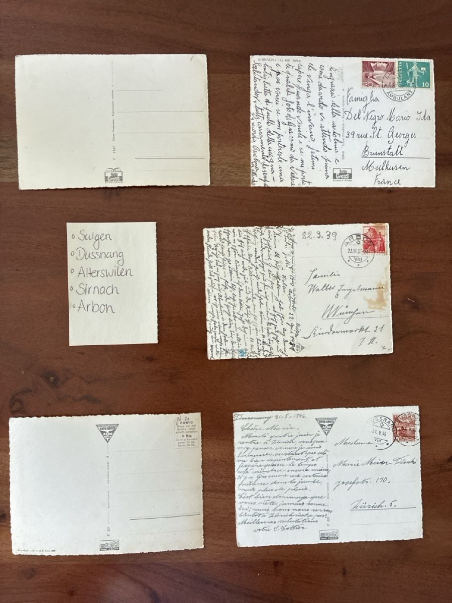 Cartoline postali: 5 Ansichtskarten Schweiz diverse von Kanton Thurgau  – Usato da Oftringen venduto da Cla.vD.74 1