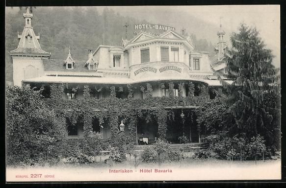 Cartoline postali: AK Interlaken, Ansicht vom Hotel Bavaria – Usato da Berlin venduto da bartko-reher