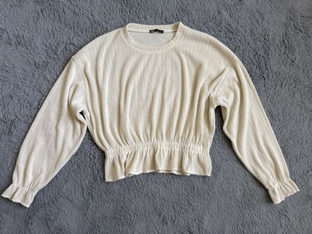 Zara Strickpullover, creme, Grösse M, 