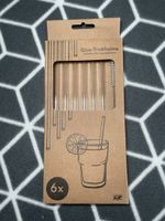 Glas Trinkhalme 6 Stk mit Reinigungsbürste