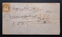 Strubel 25D auf Nachnahme Brief von Kaltbrunn 1859