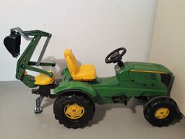 Gut erhaltener Kindertraktor John Deere mit Heckbagger
