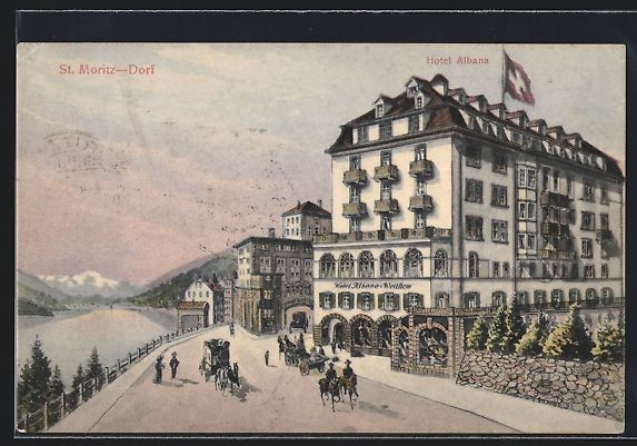 Ansichtskarten: AK St. Moritz-Dorf, Am Hotel Albana – Gebraucht aus Berlin von bartko-reher