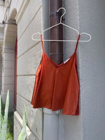 Orange satin top