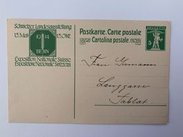 Postkarte mit Frankatur Schweiz. Landesausstellung 1914.