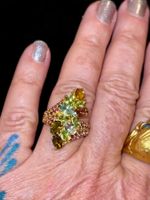 🌈Tourmalines Peridots & Garnets SS925 14k Gold Vermeil Ring