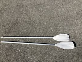 Zwei Bootsruder Aluminium weiss guter Zustand gepflegt