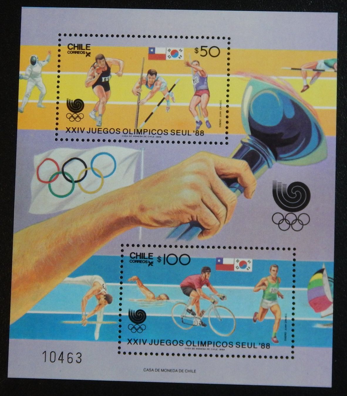 Alle Briefmarken: Chile Kat. Block 7 ** Olympia 1988 – Gebraucht aus Zürich von Muehlekauf