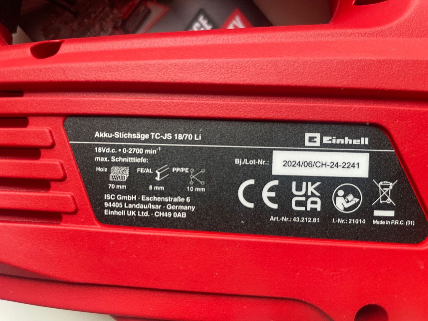 Einhell Seghe: Einhell Akku Stichsäge TC-JS 18/70 Li – Nuovo (secondo la descrizione) da Winkel venduto da cma_df88 1