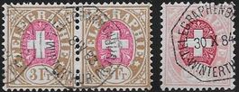 Nr. 5, 12 Paar Telegraphen-Marken Vollstempel lesbar ab 1.-