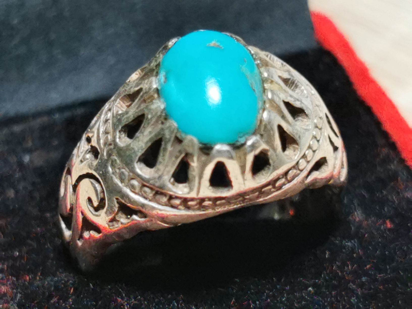 Anelli: Herren Silber Ring mit Türkis Durchmesser 20 mm – Usato da Schlieren venduto da vlalif 1