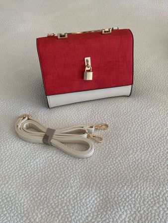 Sac à main bicolore rouge blanc avec bandoulière neuf
