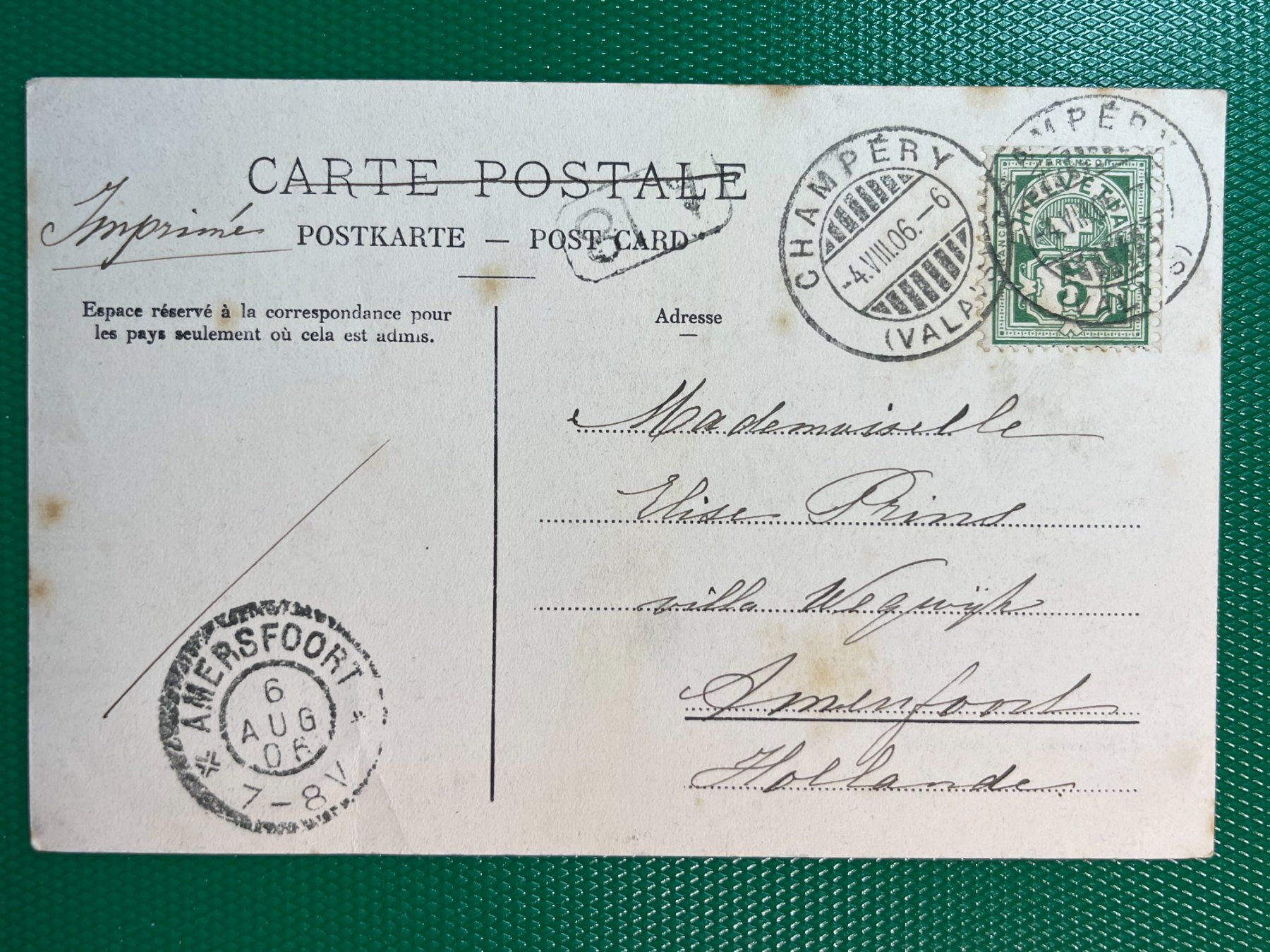 Cartoline postali: Paysanne à Champéry - 1906 – Usato da Steg VS venduto da _vinci_ 1