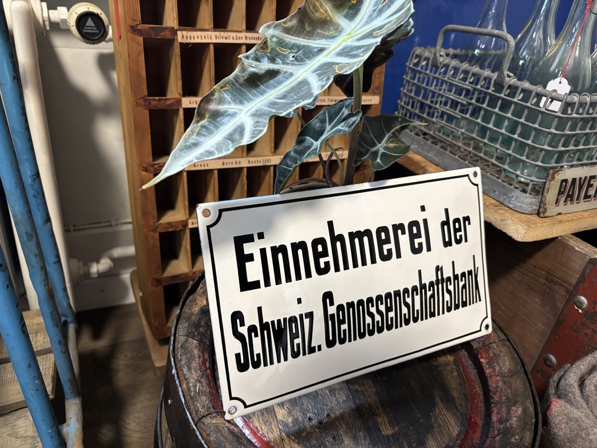 Schilder: Emailschild, Einnehmerei der schweiz. Genossenschaftsbank – Gebraucht aus Staufen von timelessvintage 3