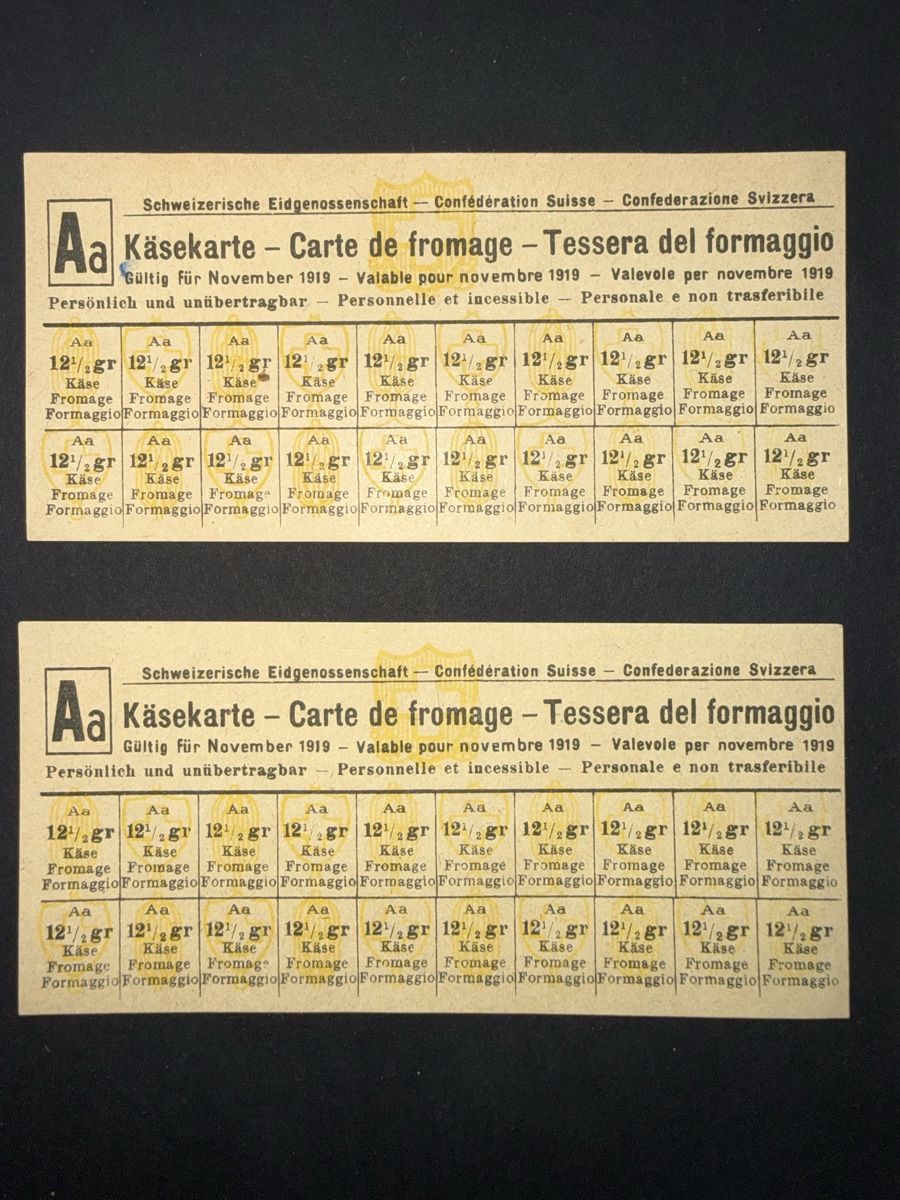 Dokumente: Rationskarten Käse Aa 1919 – Gebraucht aus Grenchen von Bastet007