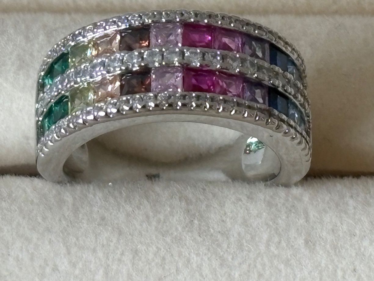 Anelli: Luxus Elegante 17/7 Ring Zirkonia Multicolore Farbe: silber – Nuovo (secondo la descrizione) da Biel-Bienne venduto da Roserosse13 2