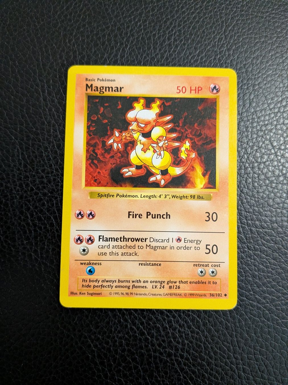 Pokémon Sammelbilder & Trading cards: 1999 Base Set Shadowless Magmar 36/102 Ab 1 – Gebraucht aus Paradiso von Pkmn10