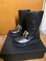 Stivali Dolce & Gabbana in Pelle Nera Fibbia Borchie 42 EU