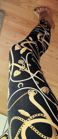 Glamour Leggings Nere con Stampa Dorata - TgM/L