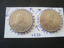 5 Fr 1986  vertiefter randschrift 2 stk