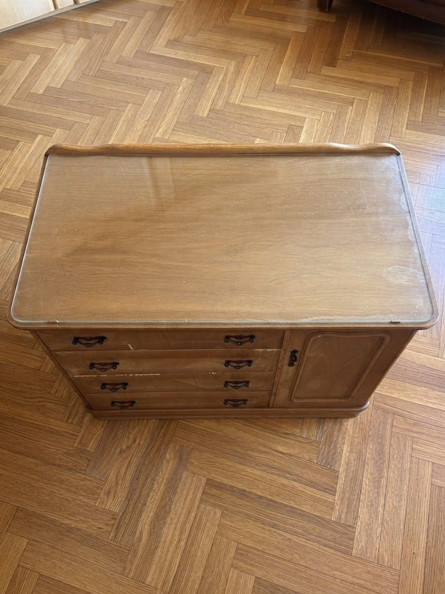 Cassettiere: Vintage Kommode / Sideboard Holz mit Glasplatte – Usato da Ins venduto da ab_80 3