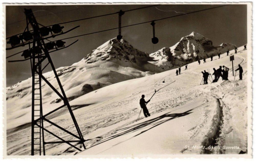 Ansichtskarten: St. Moritz - Skilift Suvretta – Gebraucht aus Binningen von Mountainrider