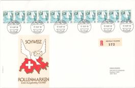 SBK 734 Rollenmarke 11er-Streifen FDC