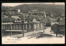 Bözingen, Ortspartie mit Brücke, Blick
