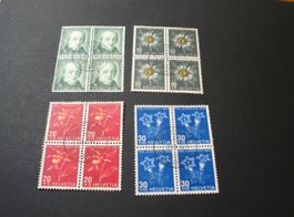 Pro Juventute , Satz 4erblocks 1943, mittig gestempelt