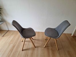 Set of 2 Grey Fabric Dining Chairs