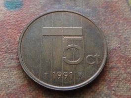 PAYS-BAS  Nederland  5  Cents  1991