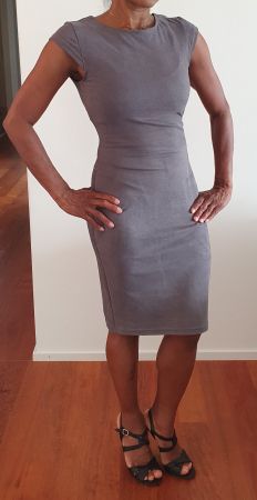 Kleid grau Gr. S Wildlederimität Vintage Dressing