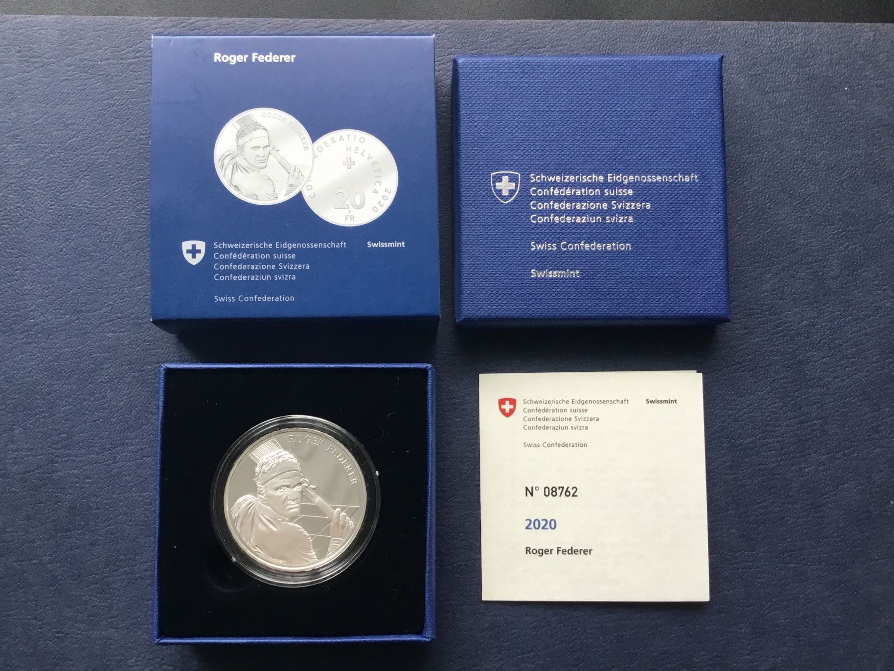 Tutti le monete: 20 Franken Silbermünze R.Federer 2020 PP – Nuovo e nell'imballaggio originale da St. Margrethen SG venduto da alfapeugeot10