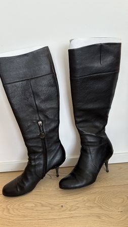 Giorgio Armani Leather Knee High Boots - Size 38 Black